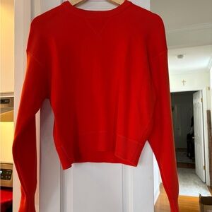 Like New Uniqlo Vibrant Organge Red Women's Crew Neck Cropped Sweatshirt XS